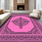 Ornate Pink Geometric Mandala Design Rug