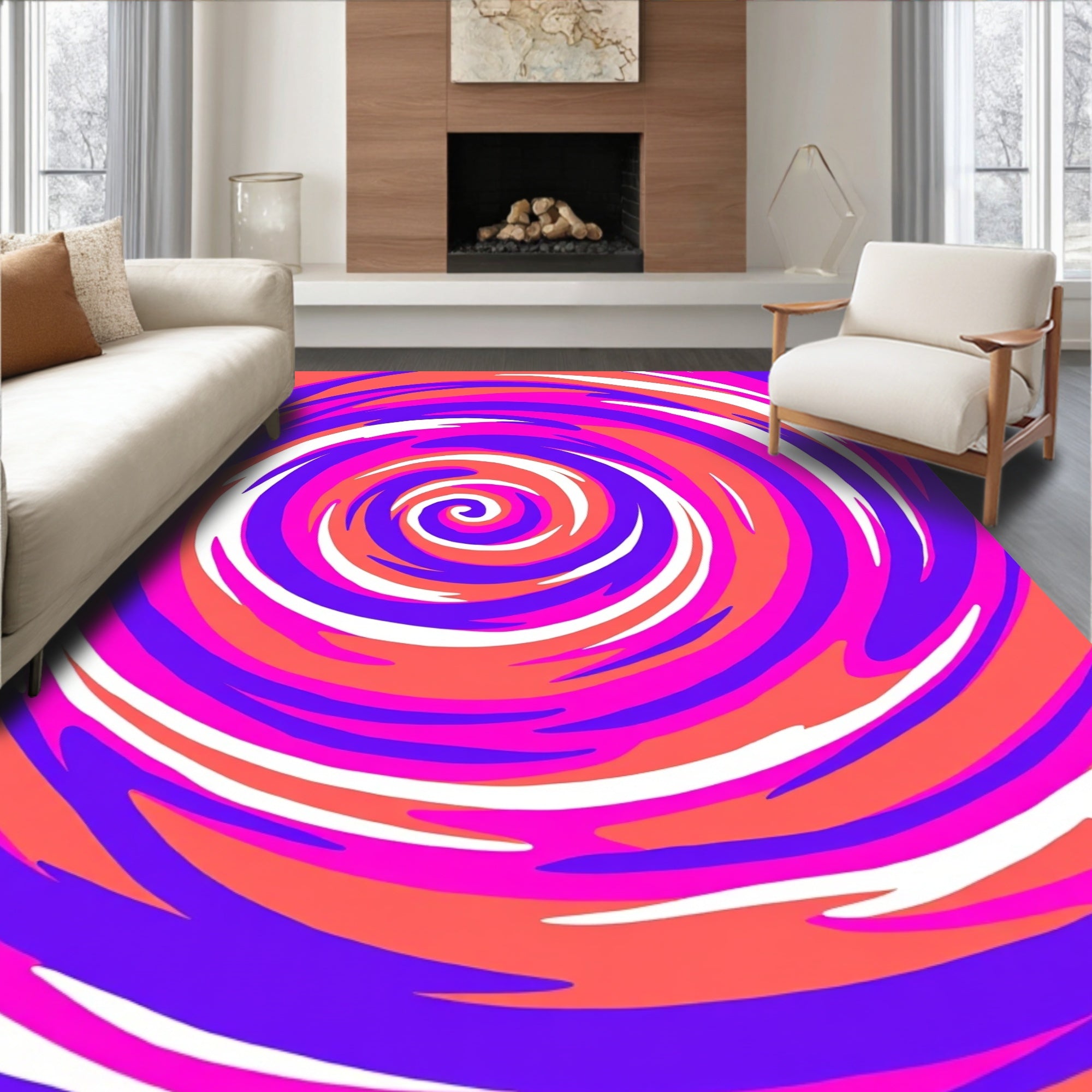 Vibrant Pink Purple Swirl Rug