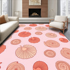 Coral Pink Mushroom Pattern Rug