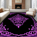 Ornate Floral Centerpiece Square Pattern Rug