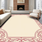 Ornate Red Scrollwork Border Design Rug
