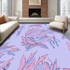 Whimsical Feather Pattern Blush Blue Rug