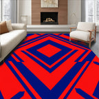 Bold Diamond Red Blue Geometric Rug