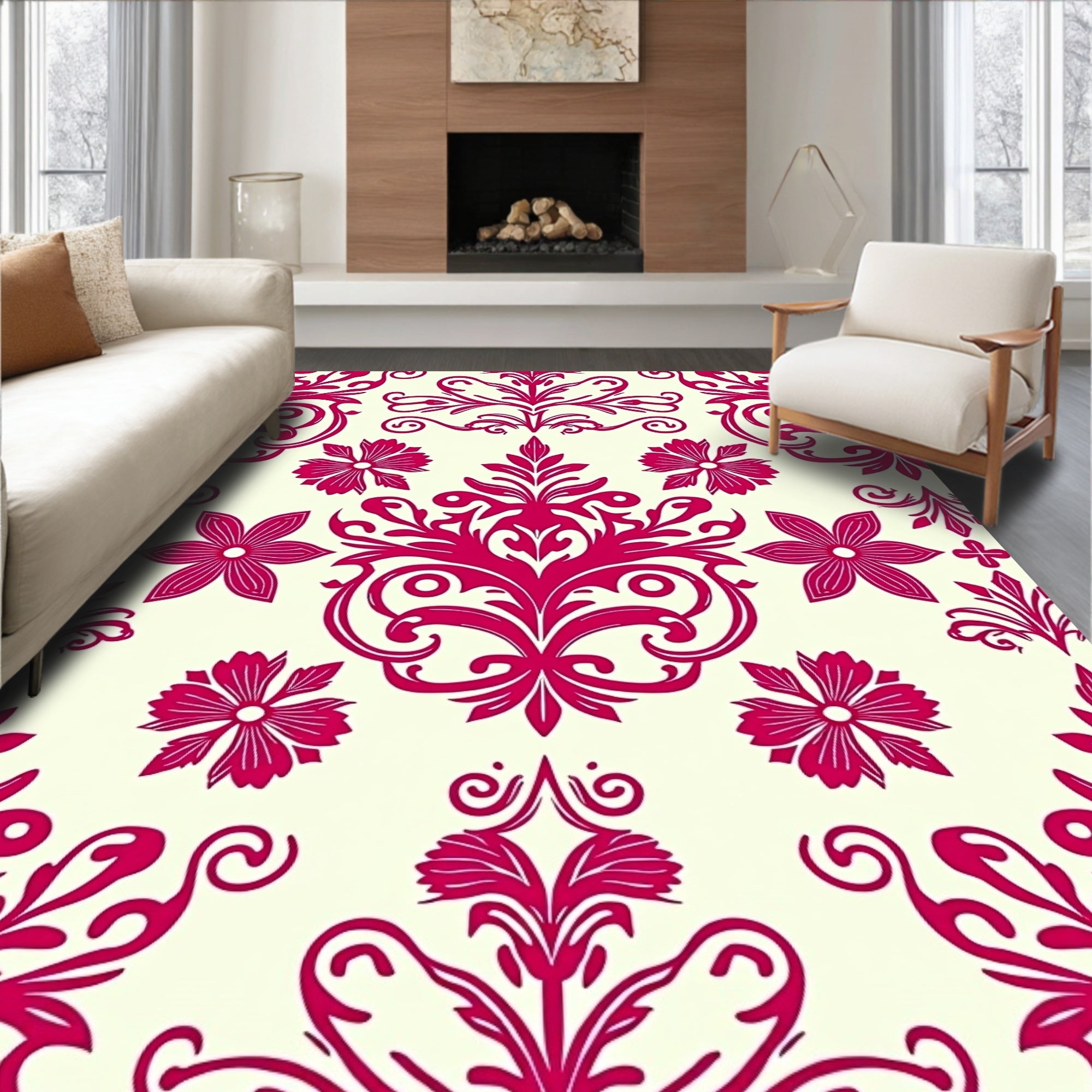 Regal Floral Damask Pattern Rug