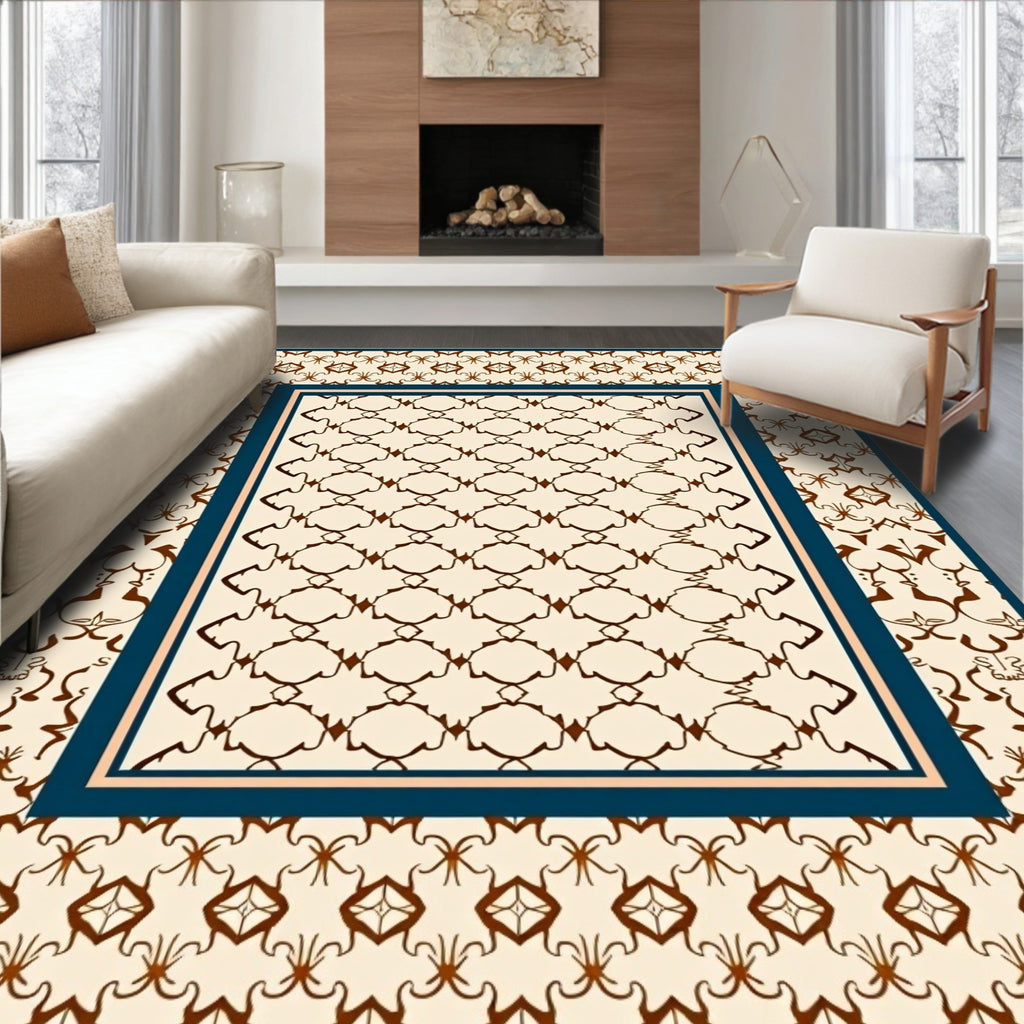 Ornate Patterned Cream Brown Rug