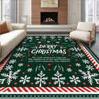 Festive White Snowflakes Red Border Rug