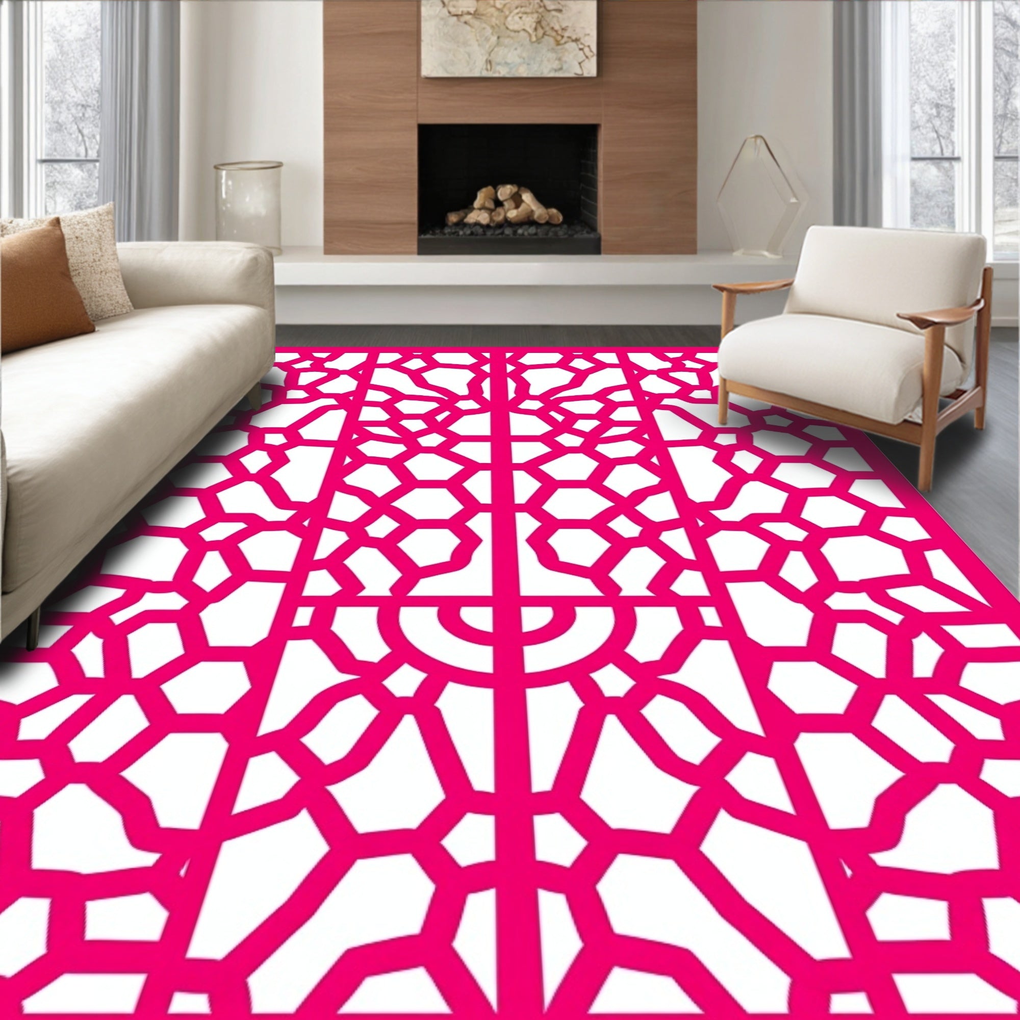 Modern Geometric Lattice Abstract Pattern Rug