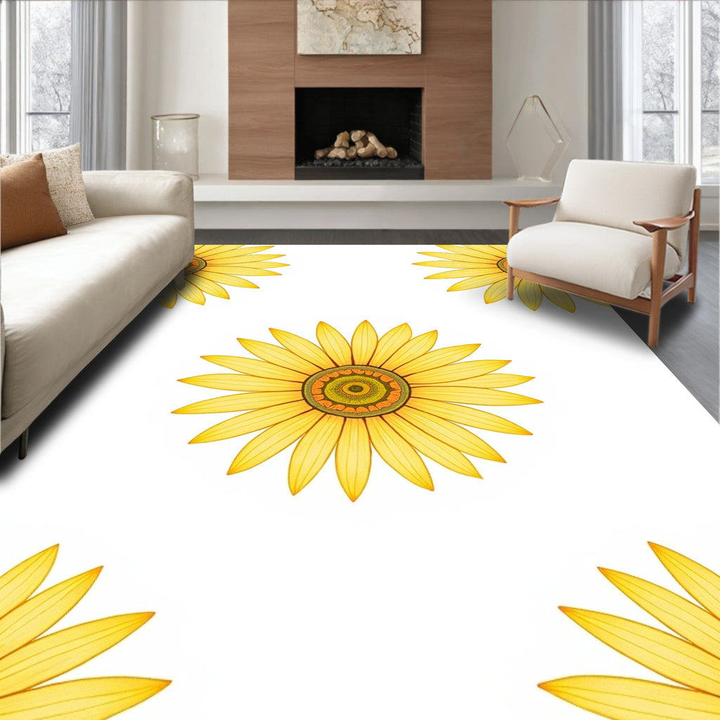 Yellow Daisy Floral Pattern Rug