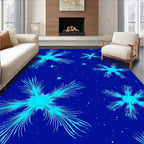 Cyan Starburst Pattern on Blue Background Rug