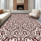 Ornate Swirling Burgundy Pattern Rug