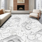 Monochrome Swirl Abstract Design Rug
