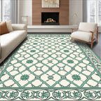 Mint Green Lattice Floral Art Deco Rug
