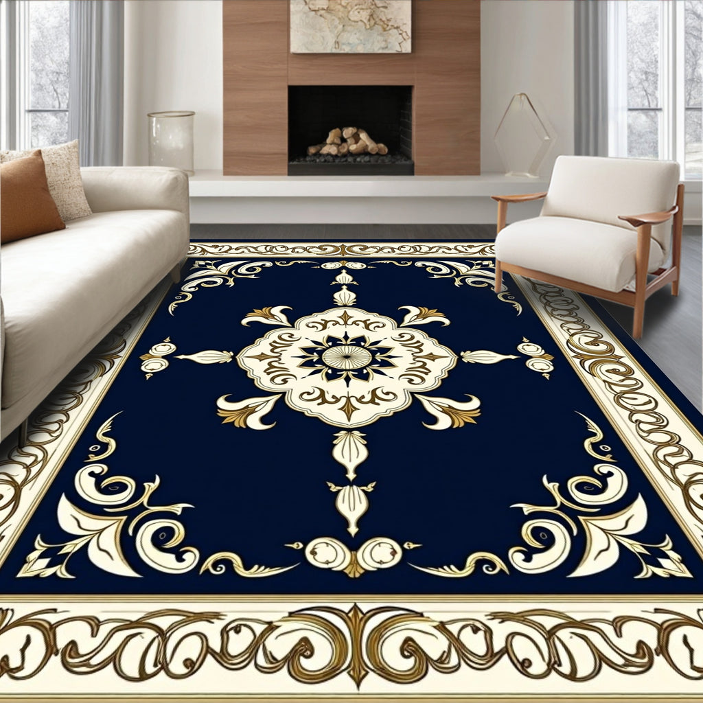 Ornate Floral and Scroll Pattern Rug