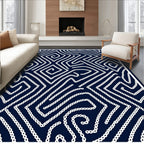 Stark White Chain Link Geometric Design Rug