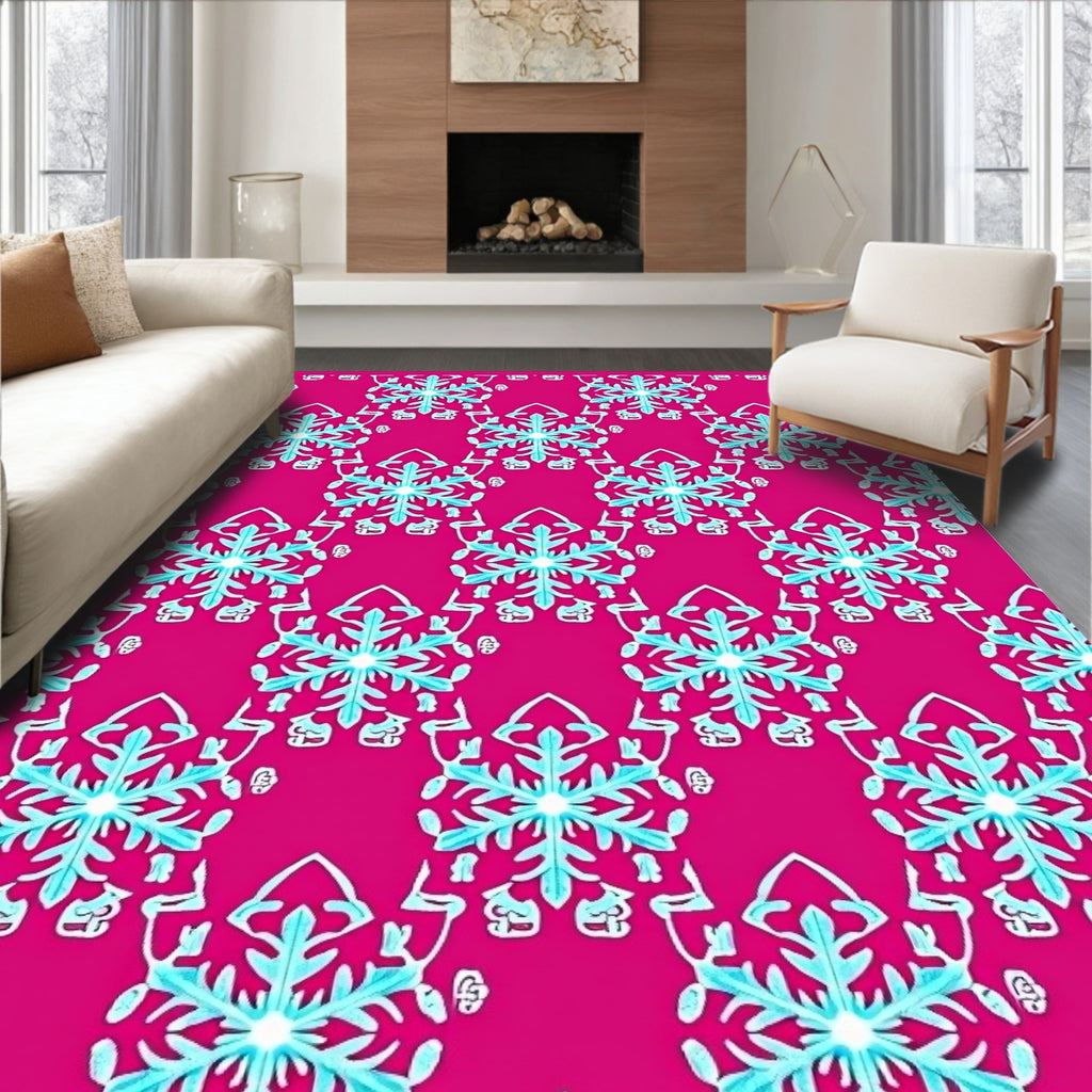 Hot Pink Snowflake Medallion Rug