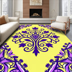 Vibrant Purple Yellow Floral Pattern Rug