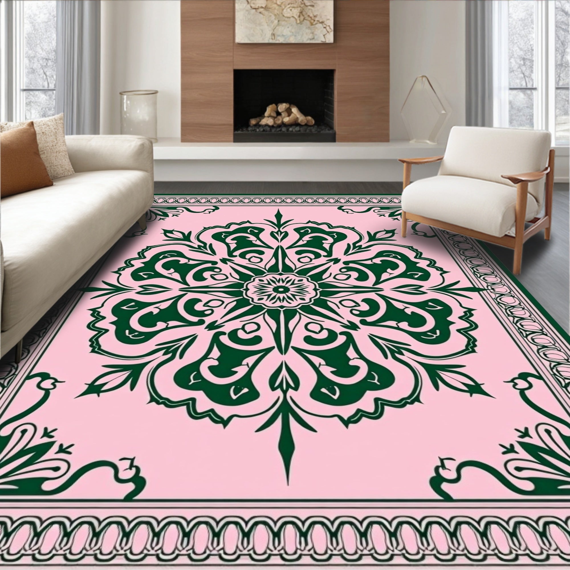 Ornate Floral Mandala Geometric Rug