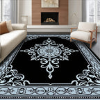 Intricate Floral Medallion Border Design Rug