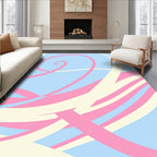 Soft Pink Cream Abstract Swirls Rug