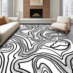 Abstract Black White Contour Rug