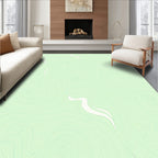 Abstract Swirling Mint And White Design Rug