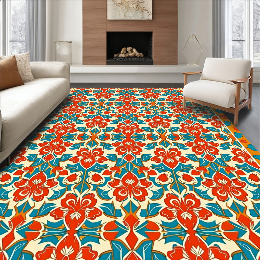 Intricate Floral Geometric Pattern Rug