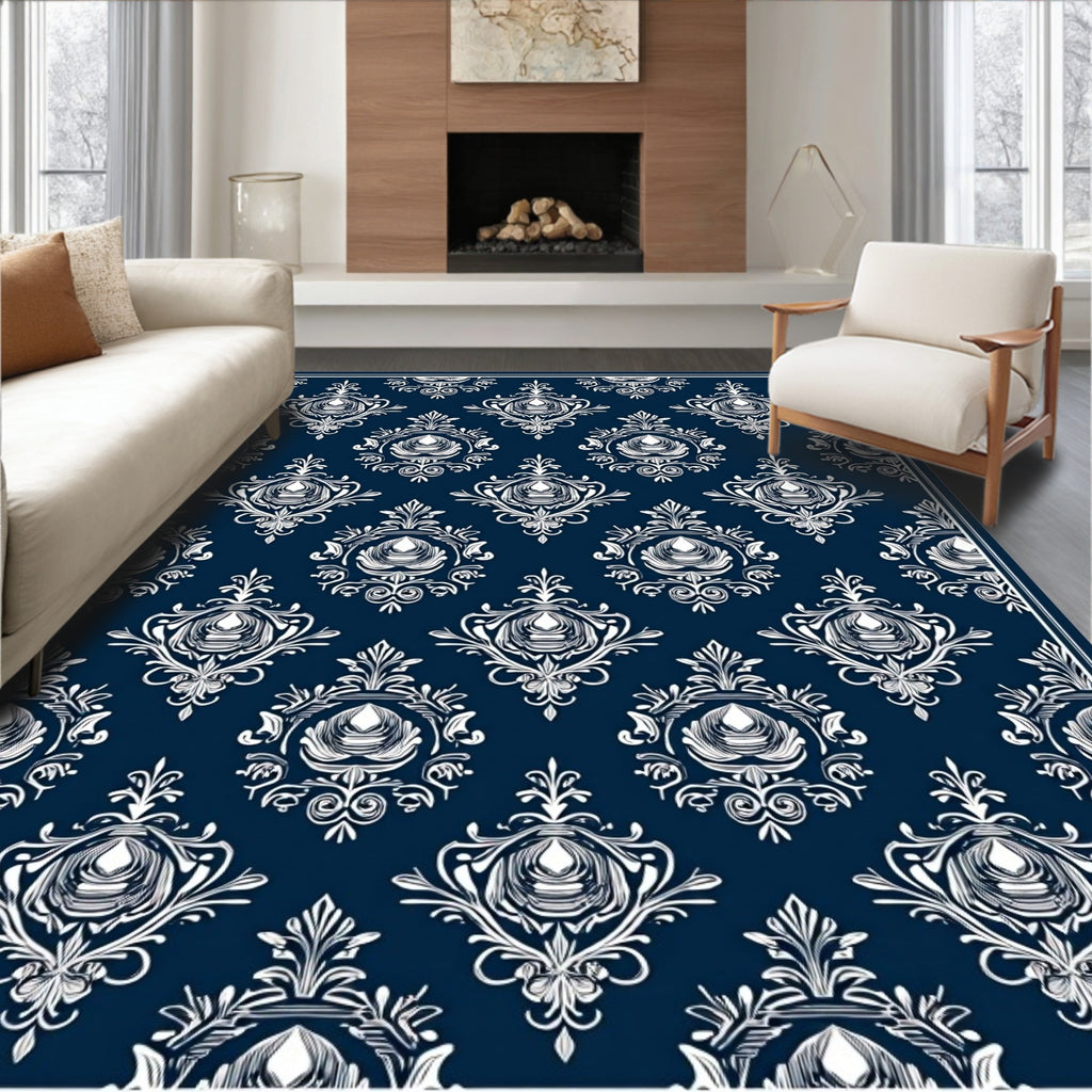 Classic Floral Damask Pattern Design Rug