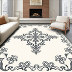 Classic Damask Floral Scrollwork Pattern Rug