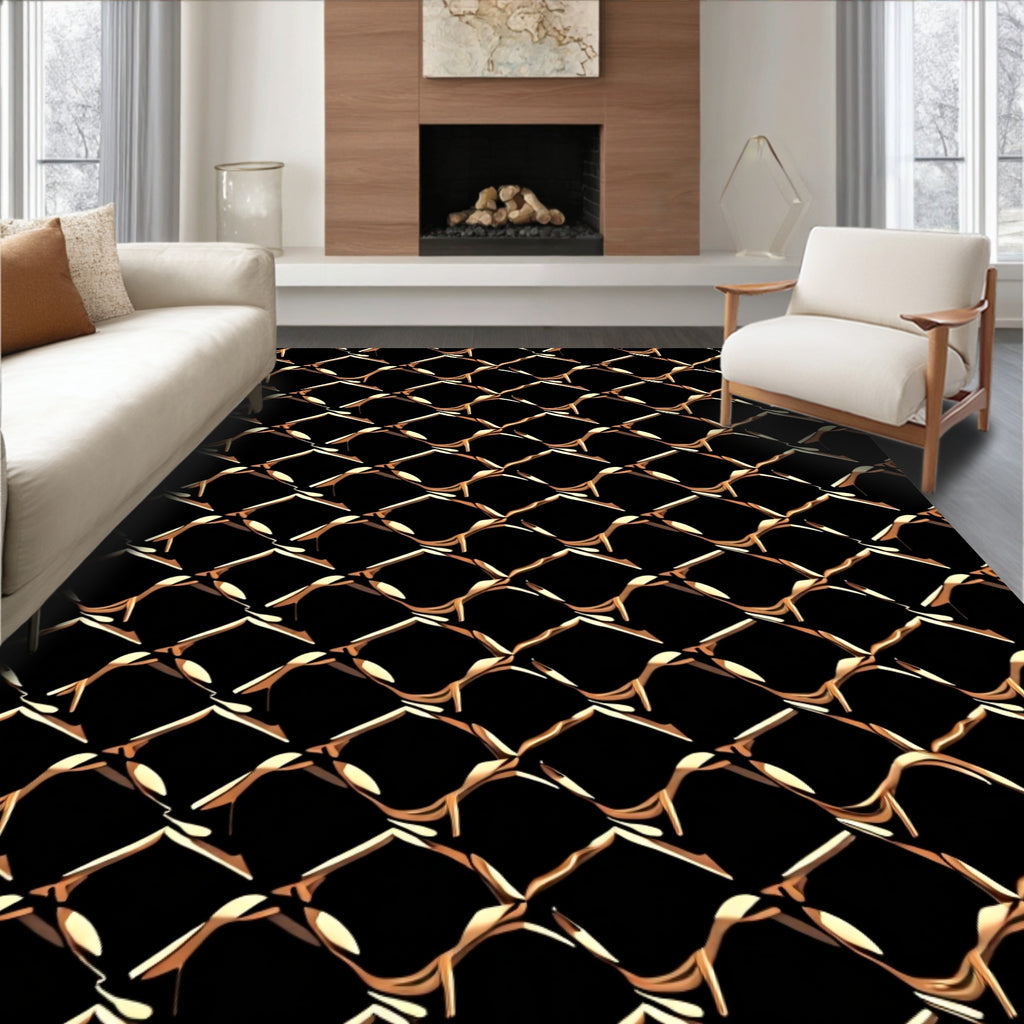 Golden Diamond Pattern Rug