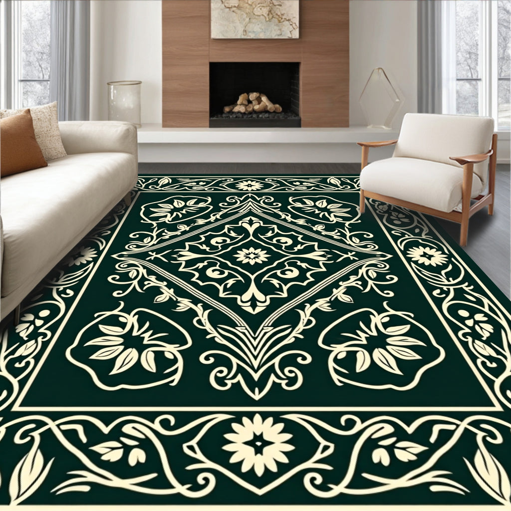 Ornate Floral Vine Decorative Rug