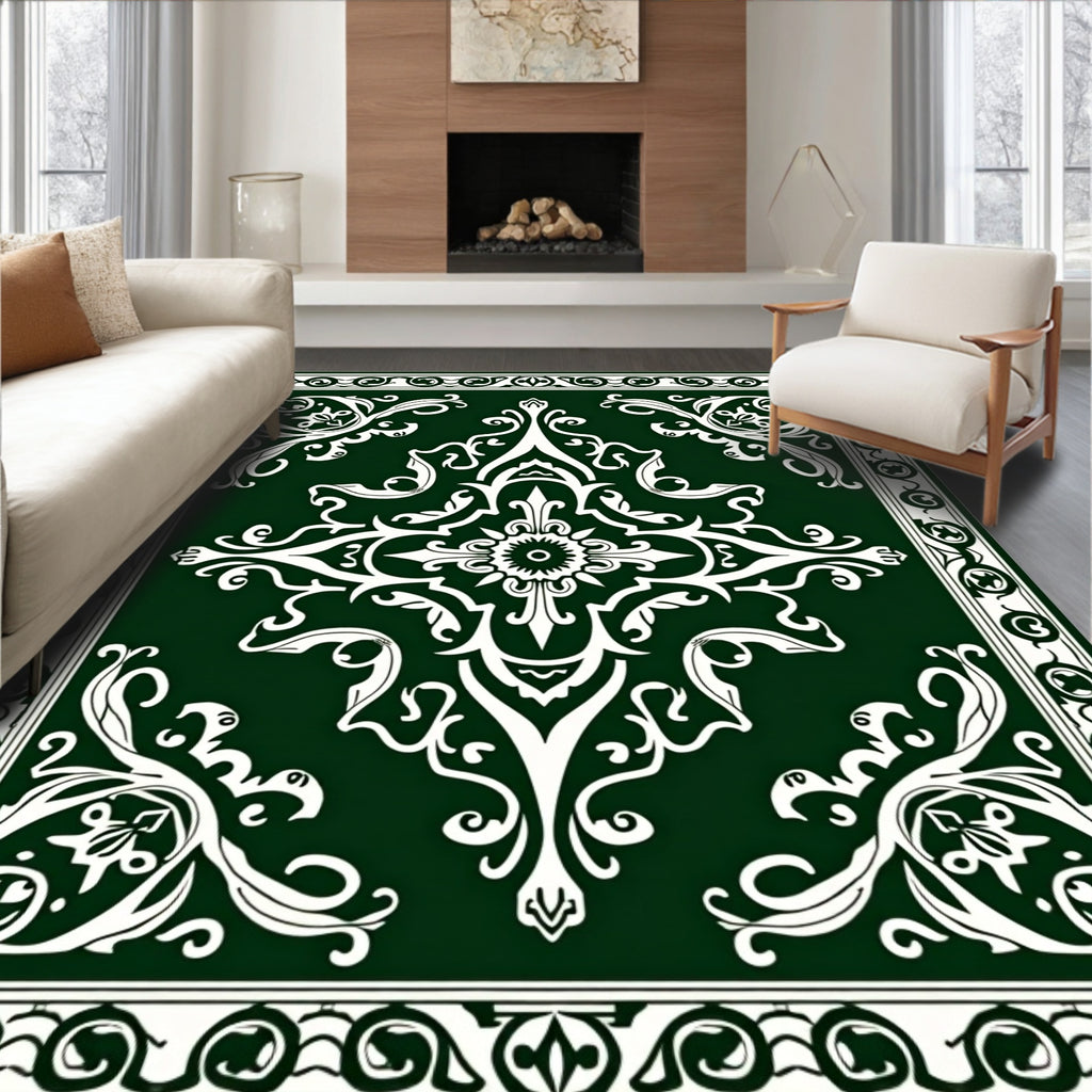 Classic Floral Scroll Medallion Pattern Rug