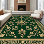 Green And Gold Floral Medallion Rug
