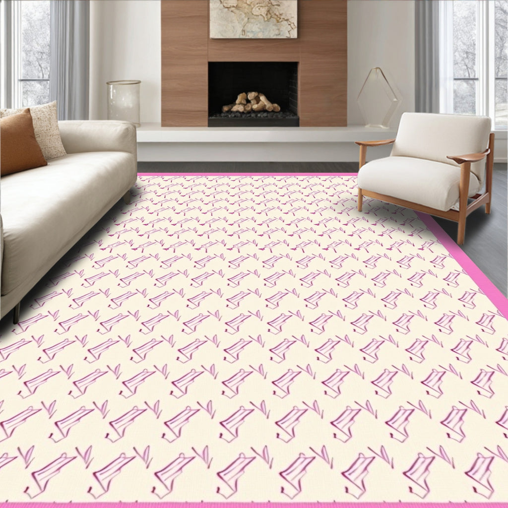 Delicate Floral Silhouette Pattern Design Rug