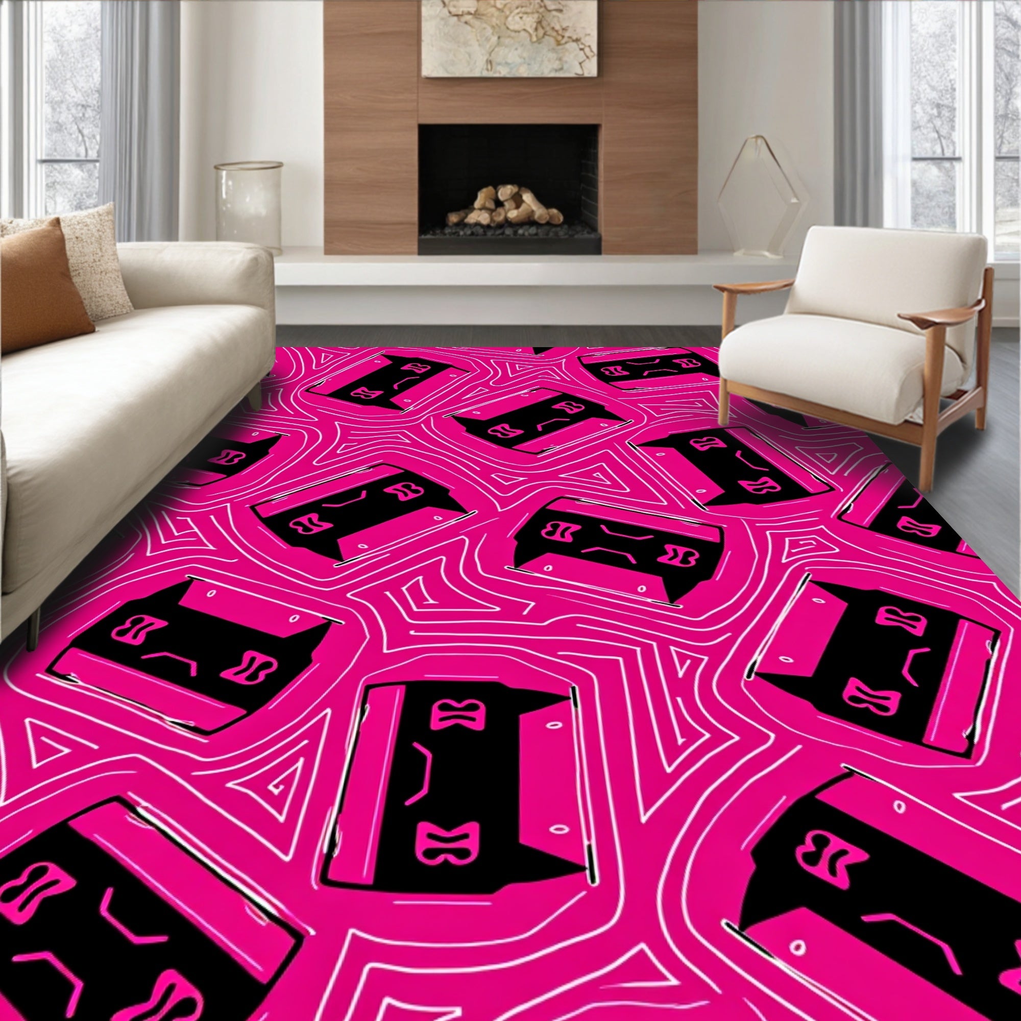 Pop Art Geometric Cat Patterndesign Rug