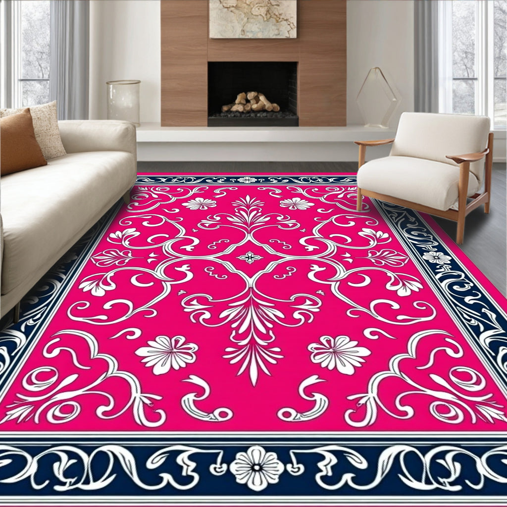 Vibrant Floral Swirl Pattern Rug