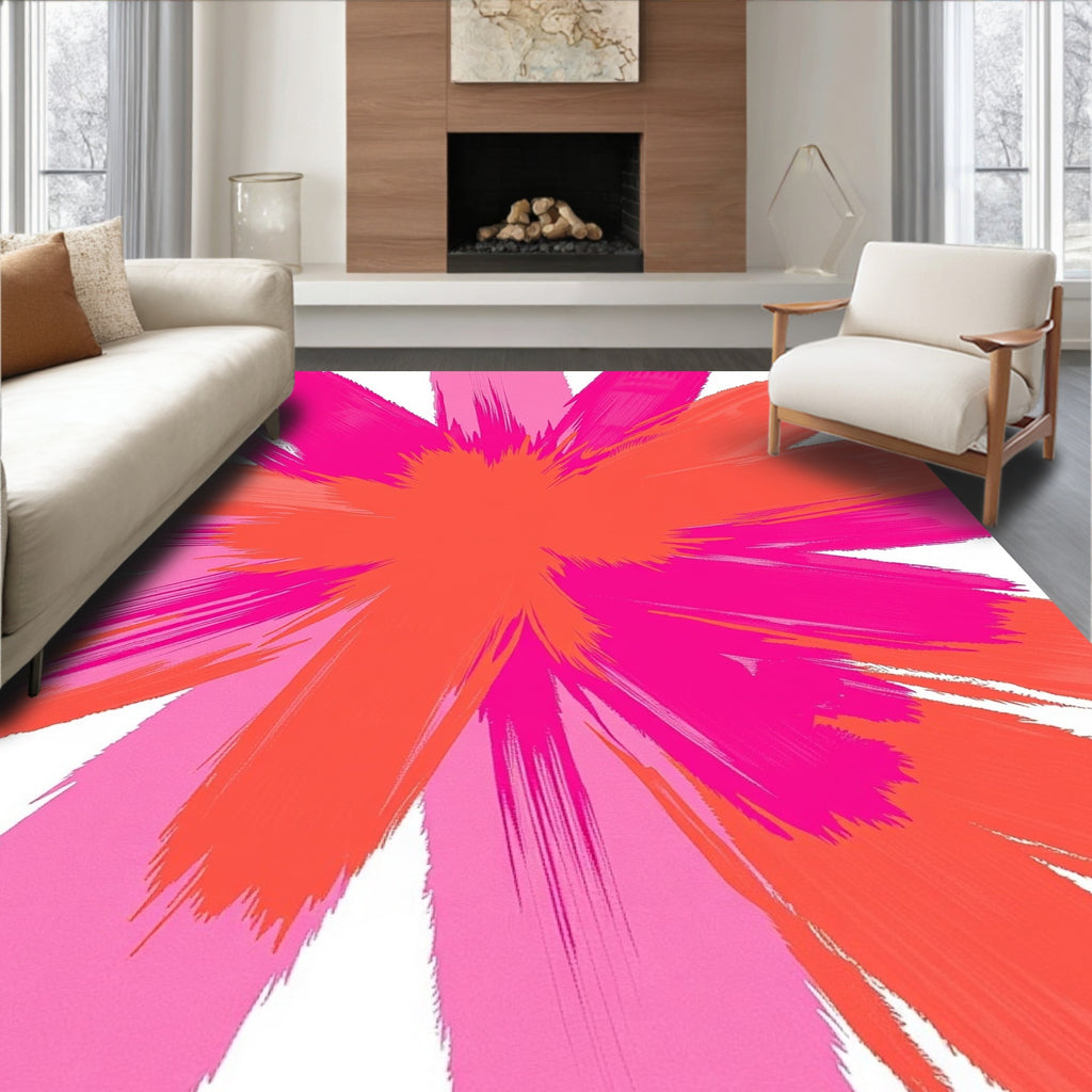Vibrant Brushstroke Floral Pattern Rug