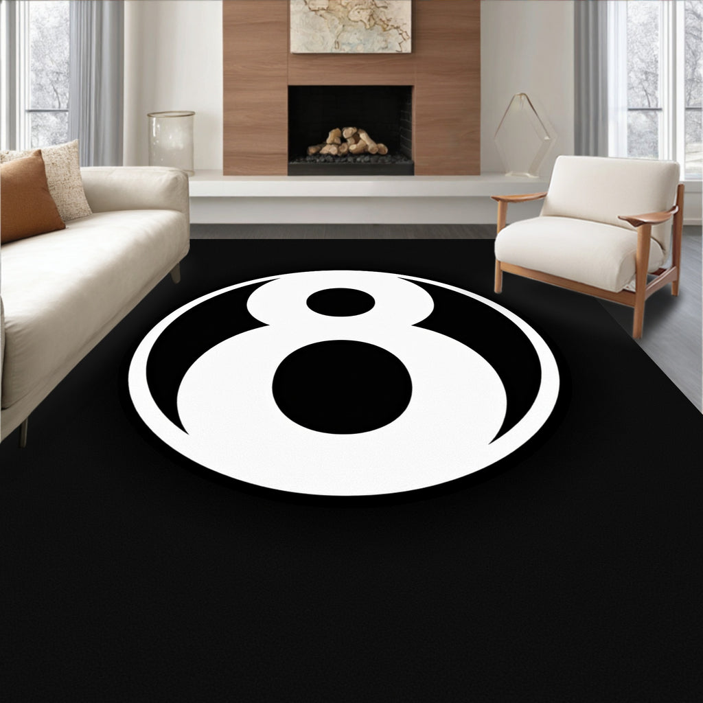 Bold black 8 graphic Rug