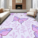 Whimsical Butterfly Botanical Pattern Rug
