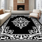 Classic White Scrollwork Floral Pattern Rug