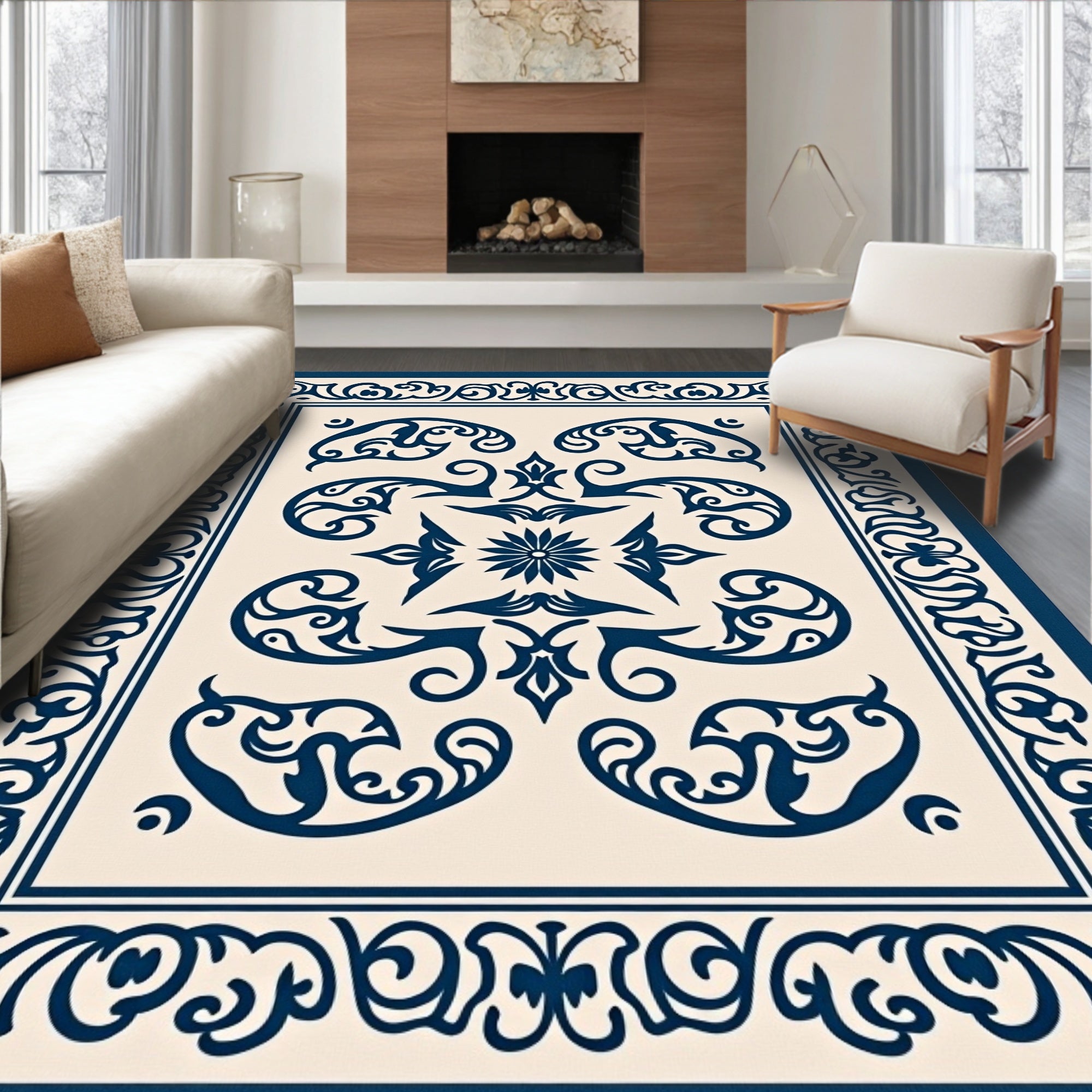 Intricate Vintage Floral Pattern Rug