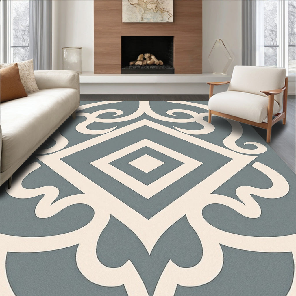 Classic Diamond Swirl Abstract Pattern Rug