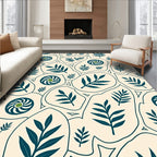 Navy Blue Botanical Organic Collage Rug