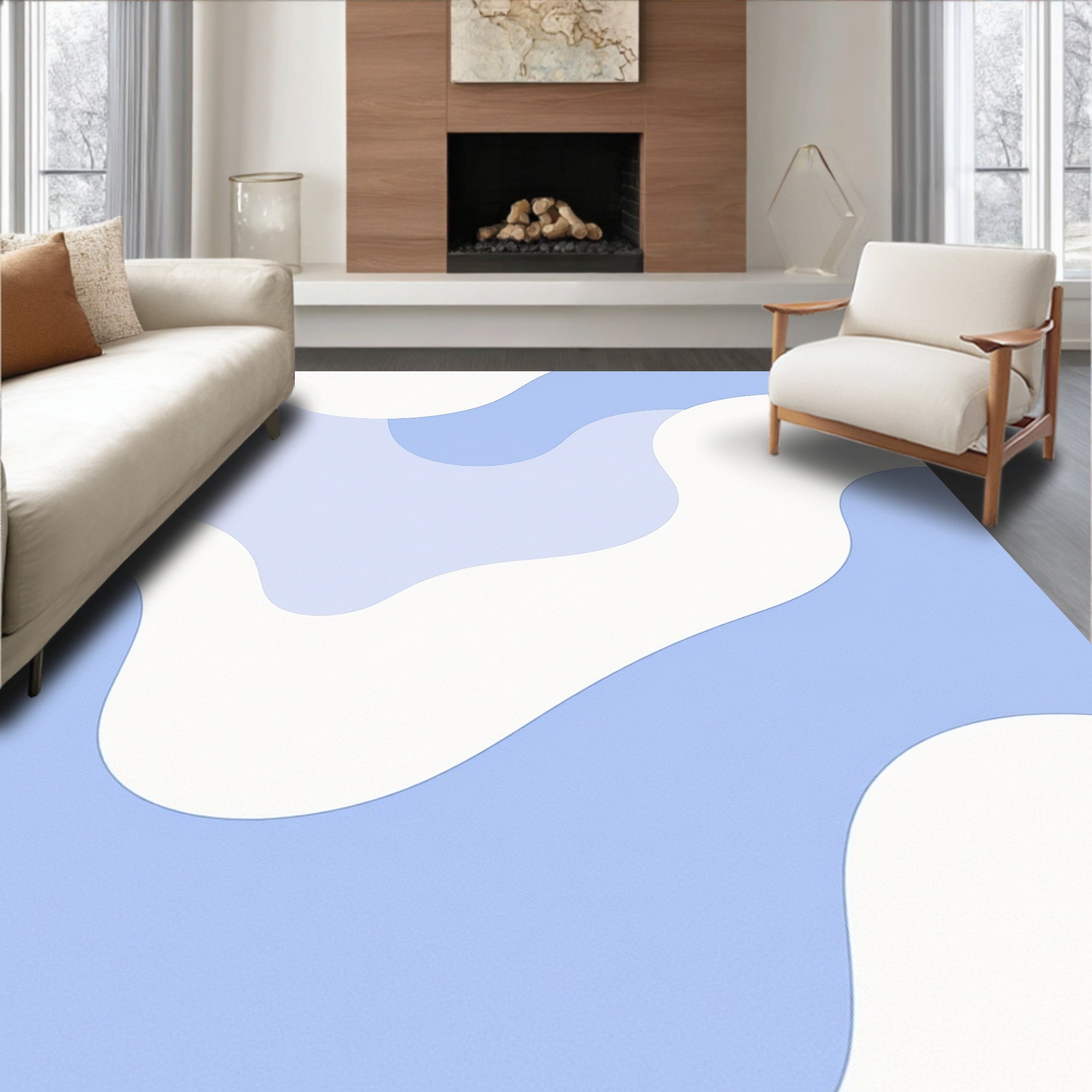 Abstract Pastel Wave Pattern Rug