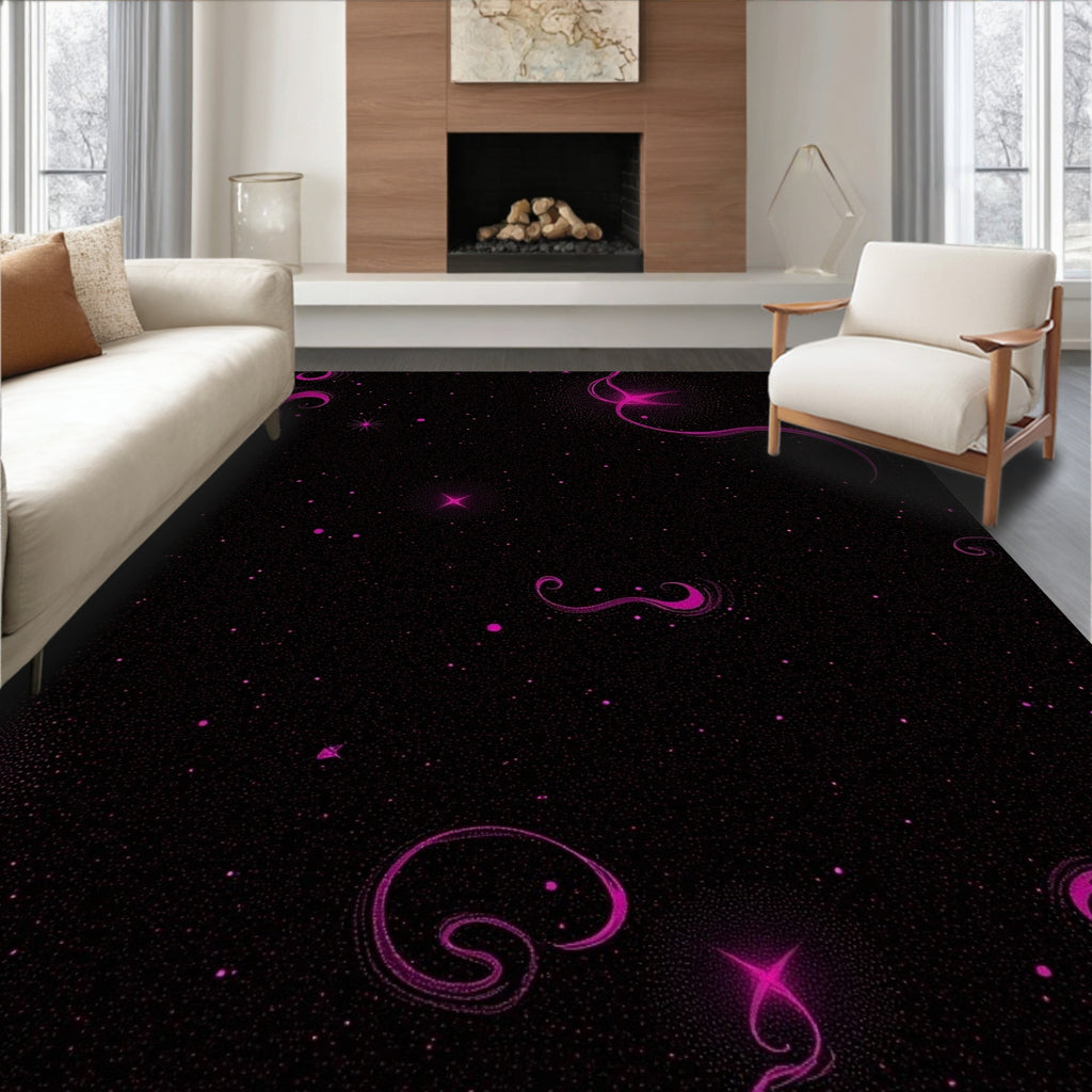 Galactic Swirl Star Pattern Rug
