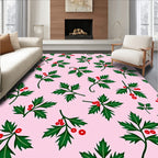Pink Light Holly Berry Sprigs Rug