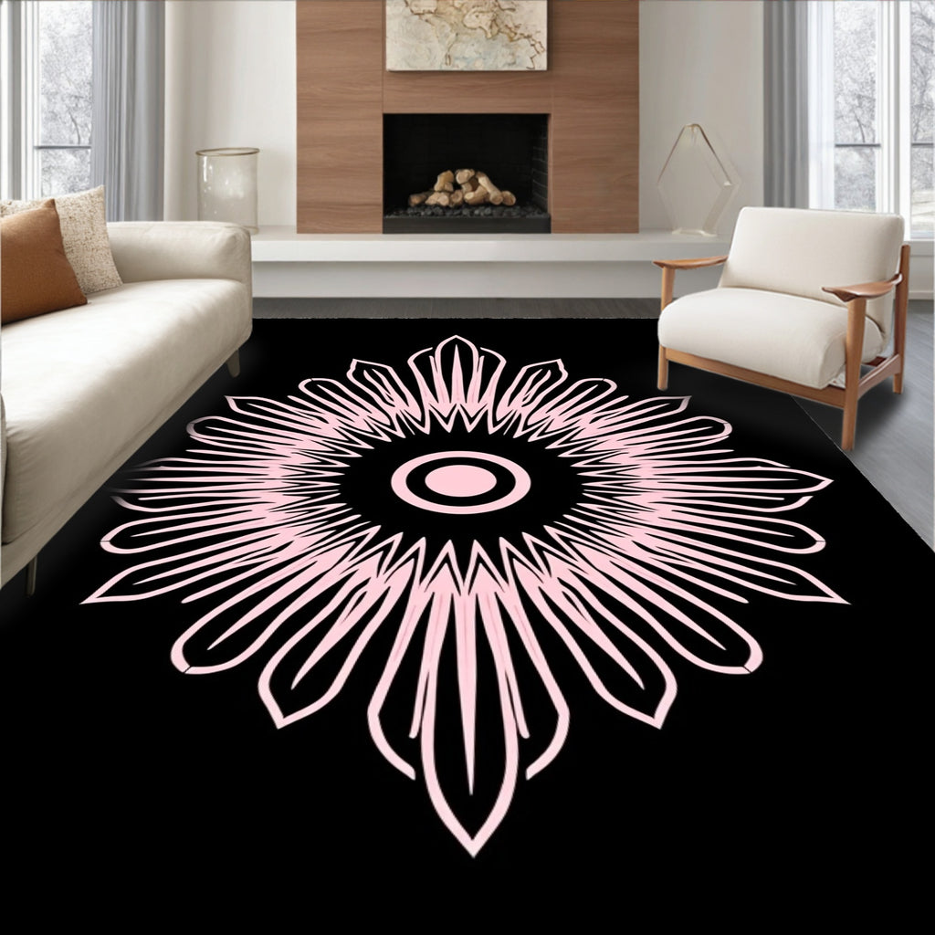 Geometric Petal Sunburst Pattern Rug