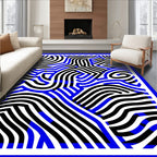 Bold Blue Black Abstract Waves Rug