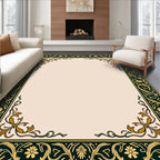 Ornate Gold Floral Scroll Border Rug
