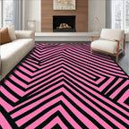 Pink Black Geometric Zigzag Rug