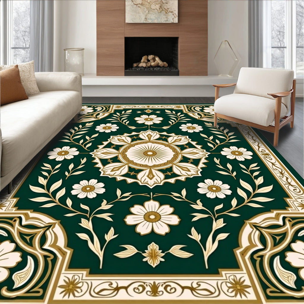 Vintage Botanical Floral Garden Rug